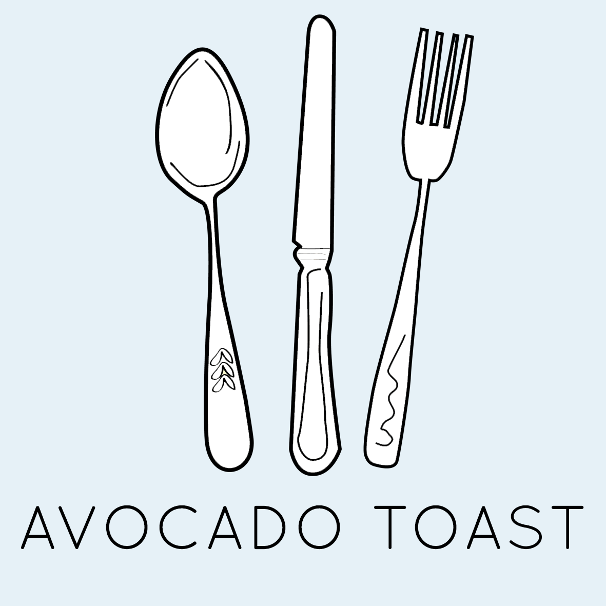 Avocado toast watercolor cafe